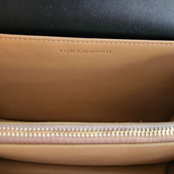 Tory Burch T Monogram Raffia Small Shoulder Bag Tan/Black - Picture 8 of 10